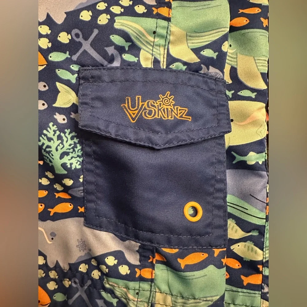 UV Skinz Blue Shark Swim Trunks Toddler Boys Size 4T